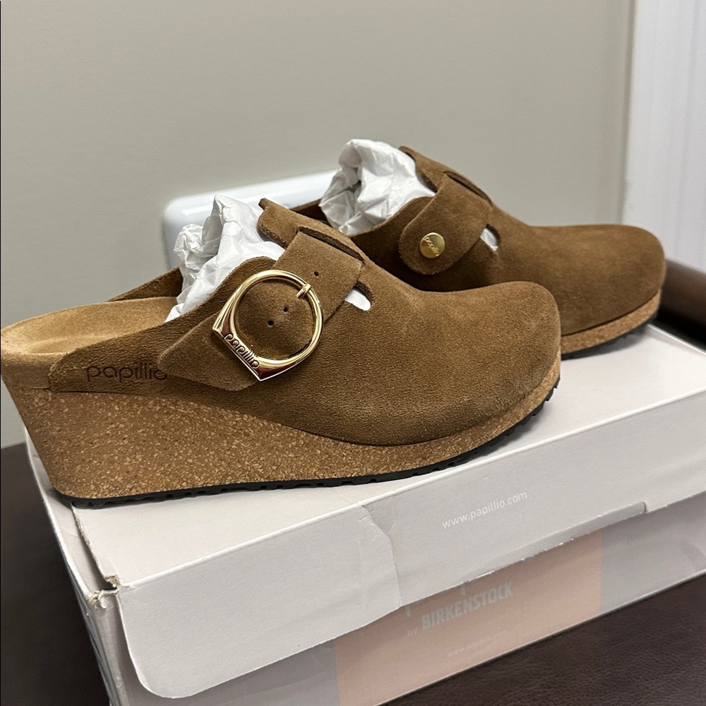Sz38⭐️Like New Papillio by Birkenstock Fanny Dark Tea Suede Clog